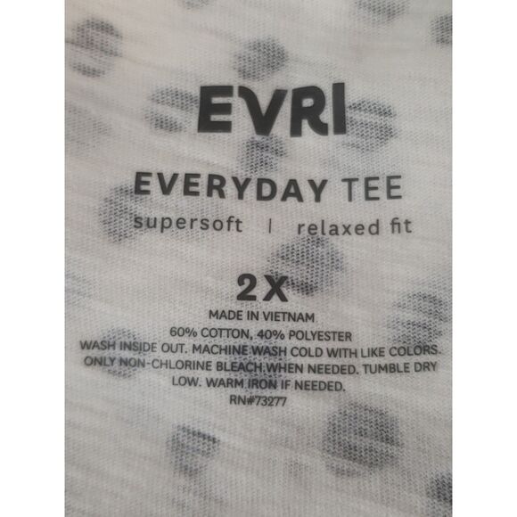EVRI EVERYDAY TEE White Polka Dots V-Neck Long Sleeve Tee Size 2X - Picture 2 of 4
